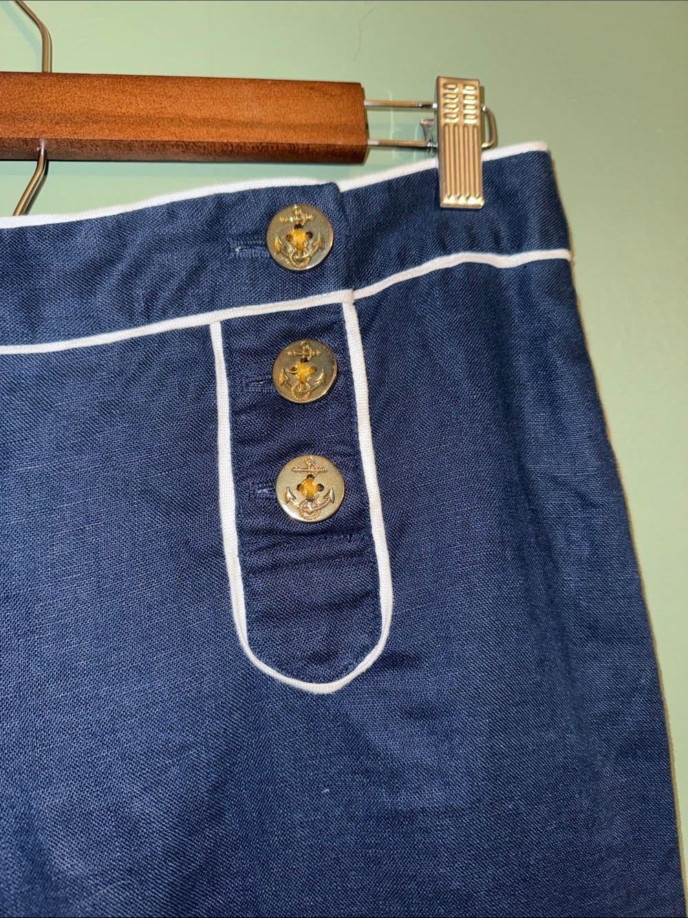 American Living Sailor Pant 100% Linen Navy and White Wide Leg Pant 4 Nautical - Picture 3 of 5